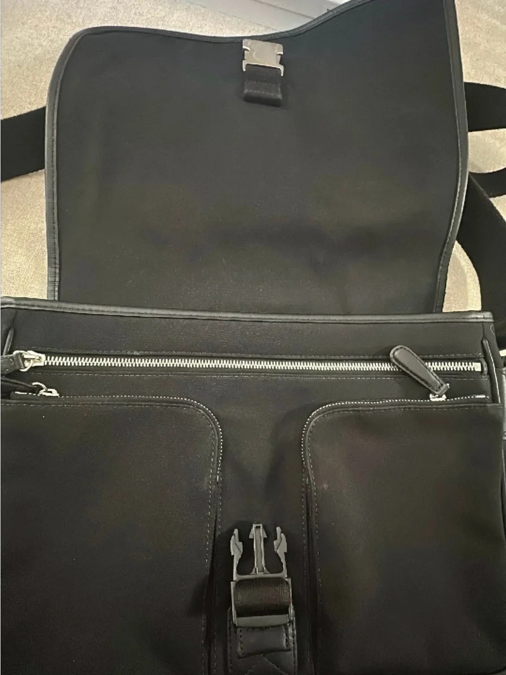 Coach Black Canvas and Leather Crossbody Messenger